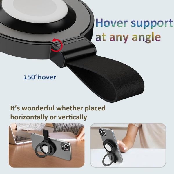 3 In 1 Magnetic Wireless Charger With Phone Ring Black - Image 5