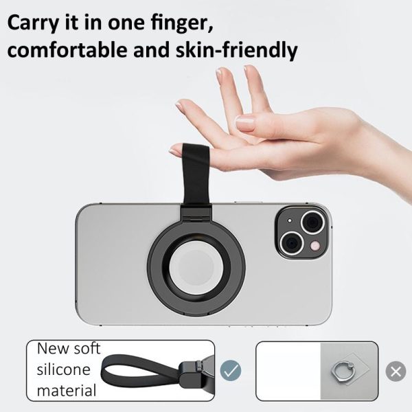 3 In 1 Magnetic Wireless Charger With Phone Ring Black - Image 7