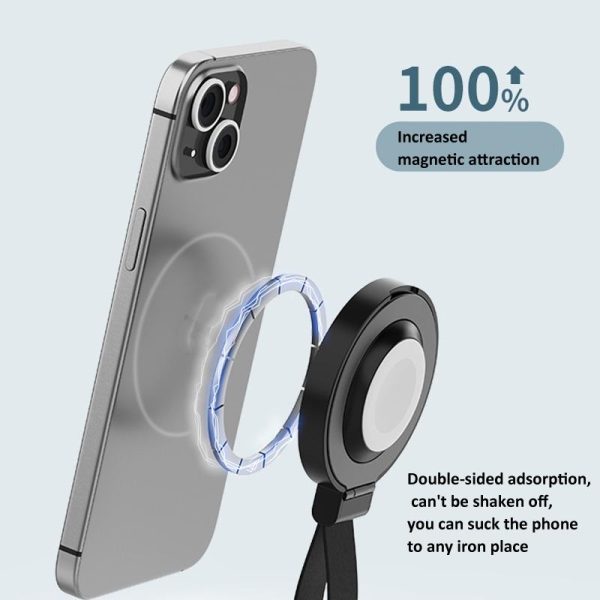 3 In 1 Magnetic Wireless Charger With Phone Ring Black - Image 8