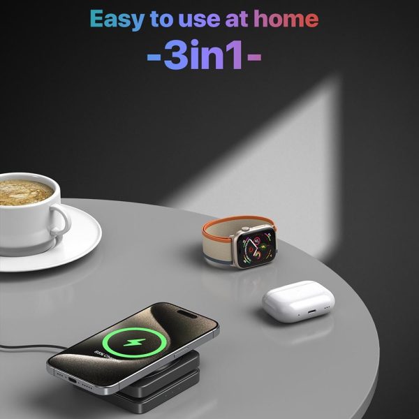Portable Magnetic Wireless Charger Fast Charging Black - Image 3