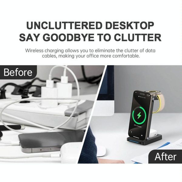 3 In 1 Magnetic Wireless Charger Stand - Black - Image 4
