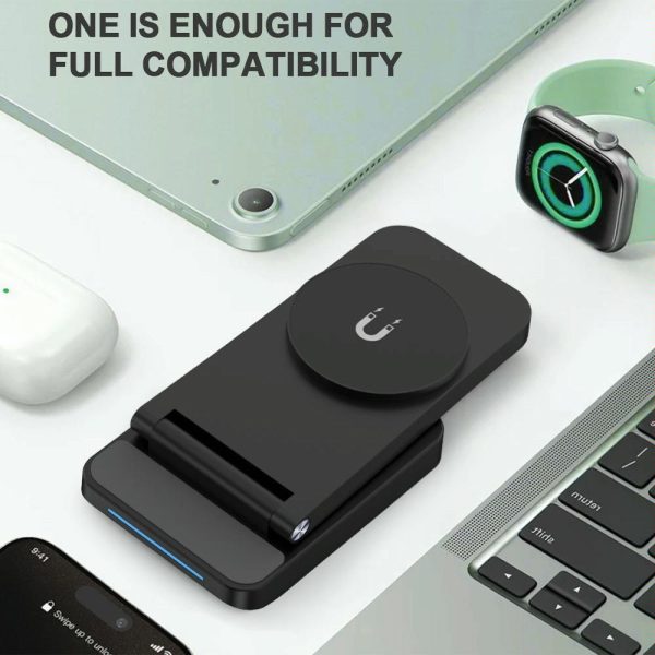 3 In 1 Magnetic Wireless Charger Stand - Black - Image 5