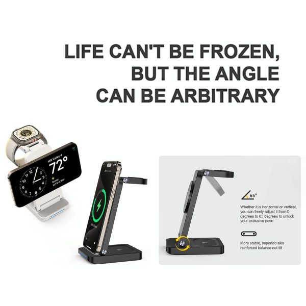 3 In 1 Magnetic Wireless Charger Stand - Black - Image 6