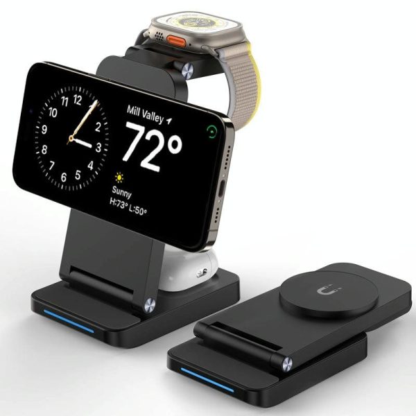 3 In 1 Magnetic Wireless Charger Stand - Black - Image 10