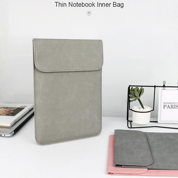 11.6-12.5 Inch Ultra-thin Notebook Liner Bag with Small Bag - Pu02 - Pink - Image 4