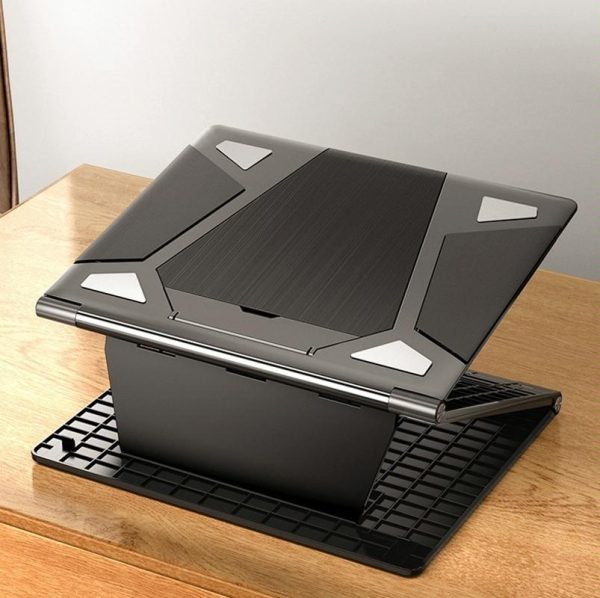 Portable Laptop Stand - Adjustable Height Foldable Heat Dissipation - Elegant Black - Image 3