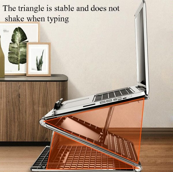 Portable Laptop Stand - Adjustable Height Foldable Heat Dissipation - Elegant Black - Image 4
