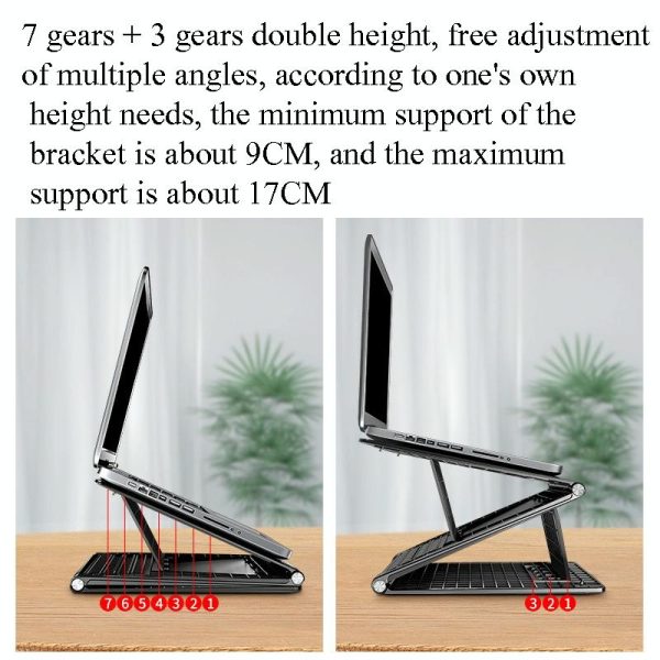 Portable Laptop Stand - Adjustable Height Foldable Heat Dissipation - Elegant Black - Image 5