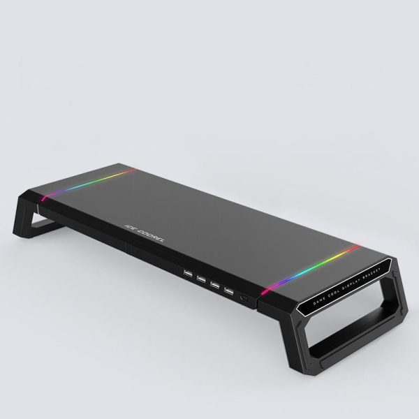 Foldable Laptop Stand with Rgb Lighting & Usb Expansion - Monitor Rack - Moonlight White - Image 2