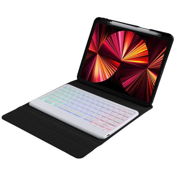 Bluetooth Keyboard Leather Case For Ipad 9.7 - Triangle Holder & Pen Slot - Black Diamond Pattern - Image 12