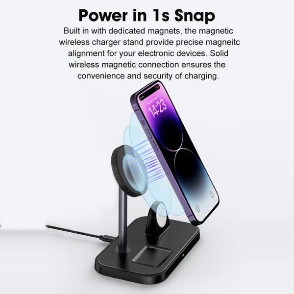 3 In 1 Magnetic Wireless Charger For Iphone & Airpods - White - Image 5