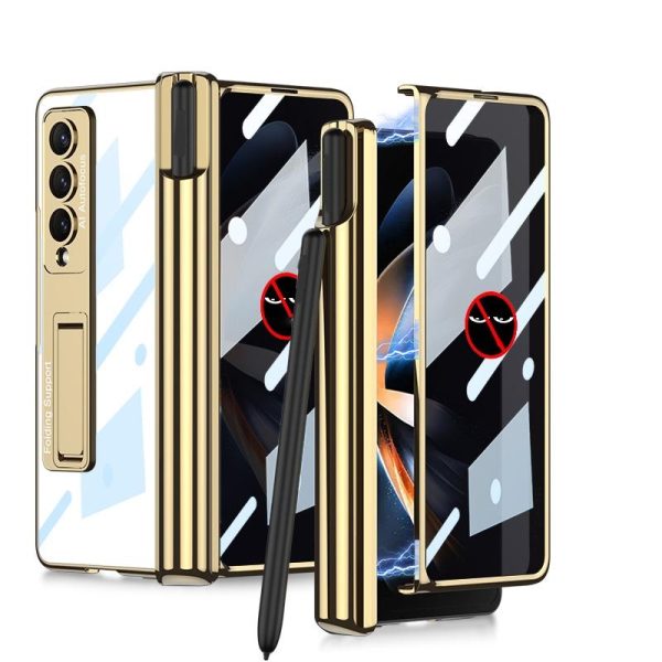 Foldable Magnetic Privacy Case with Pen Holder - Fits 4th Generation Ipad - Champagne Gold - Image 8