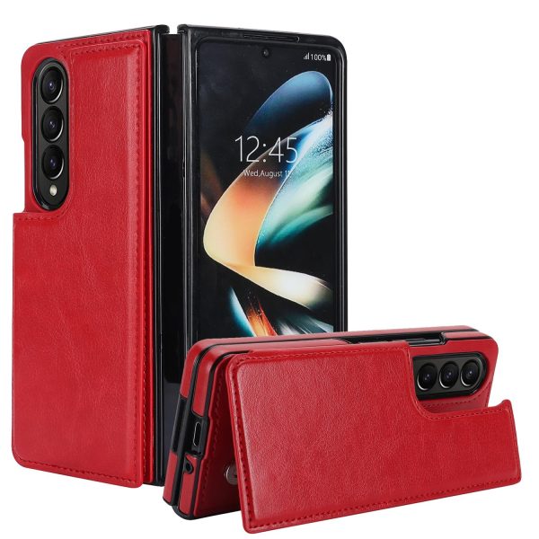 For Samsung Galaxy z Fold4 5G Foldable Phone Case with Double Buckle Card Slot - White - Image 10