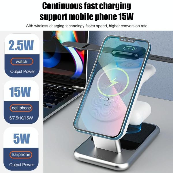 15W 3 In 1 Magnetic Wireless Charger - White - Image 5