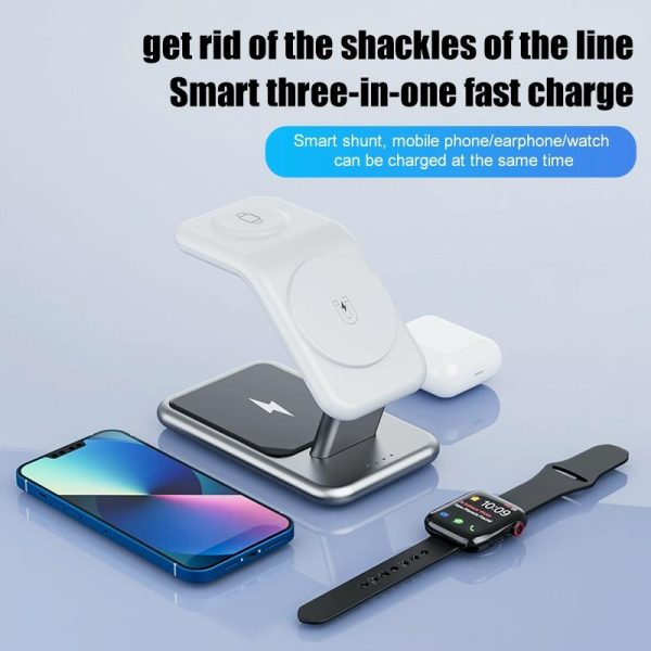 15W 3 In 1 Magnetic Wireless Charger - White - Image 6