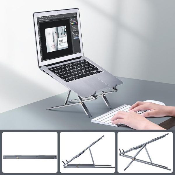 Adjustable Aluminum Laptop Cooling Bracket - Desktop - Gray - Image 2