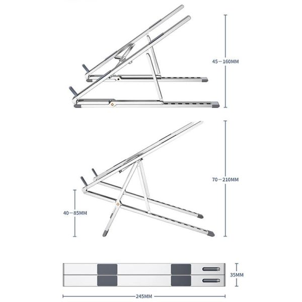 Adjustable Aluminum Laptop Cooling Bracket - Desktop - Gray - Image 4