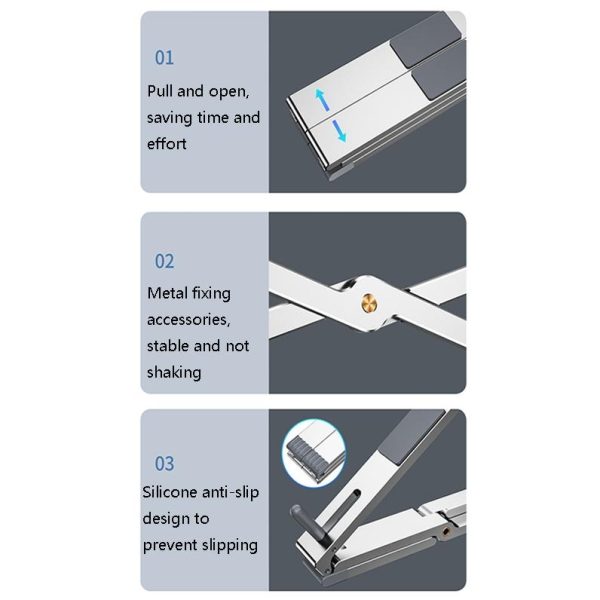 Adjustable Aluminum Laptop Cooling Bracket - Desktop - Gray - Image 6