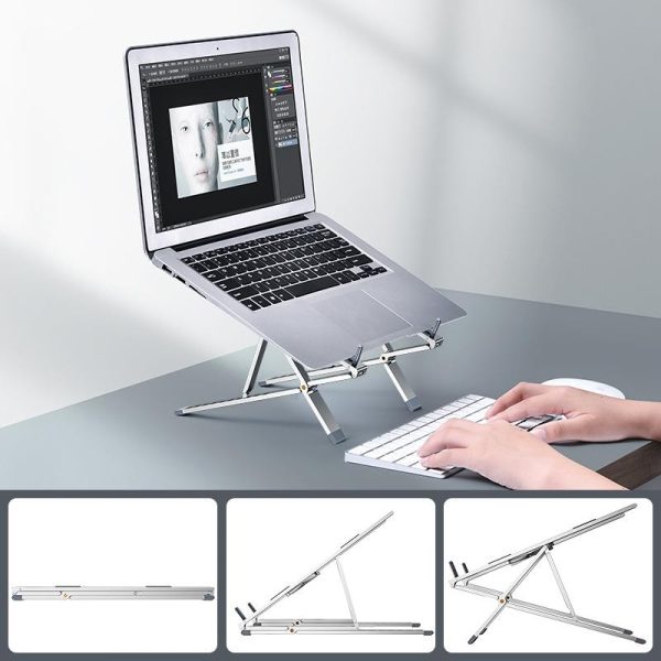 Adjustable Aluminum Laptop Cooling Bracket - Desktop - Gray - Image 10