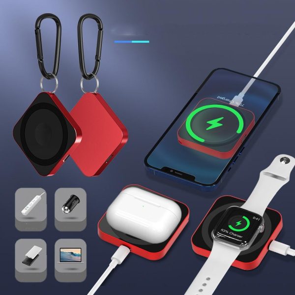 15W 3 In 1 Magnetic Wireless Charger For Smart Devices - Red - Image 3