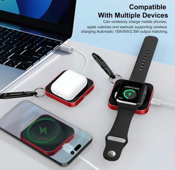 15W 3 In 1 Magnetic Wireless Charger For Smart Devices - Red - Image 7