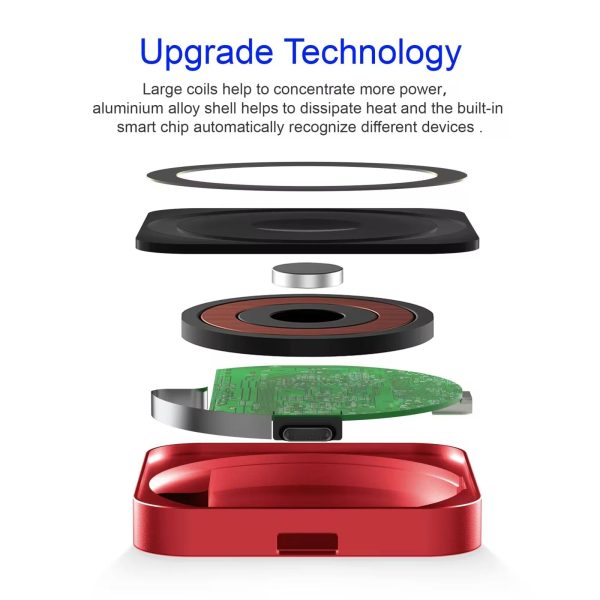 15W 3 In 1 Magnetic Wireless Charger For Smart Devices - Red - Image 11
