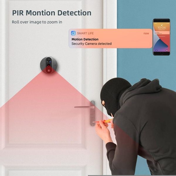 4.3 Inch Colour Screen Graffiti Hidden 1080P Wifi Smart Cat Eye Video Doorbell - Black - Image 7