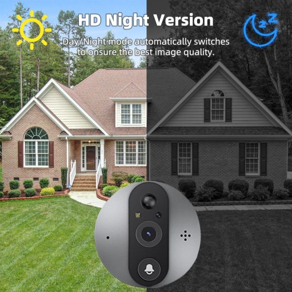 4.3 Inch Colour Screen Graffiti Hidden 1080P Wifi Smart Cat Eye Video Doorbell - Black - Image 8
