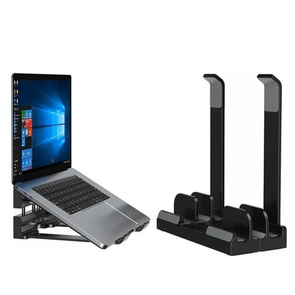 Versatile Laptop Stand with Storage and Cooling - Desktop Heightening Rack - Black - Image 5