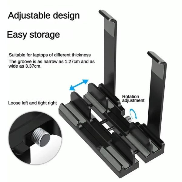 Versatile Laptop Stand with Storage and Cooling - Desktop Heightening Rack - Black - Image 6