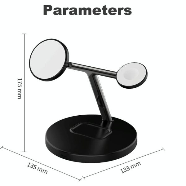 3 In 1 Magnetic Wireless Charger For Mobile Devices - Black - Image 3