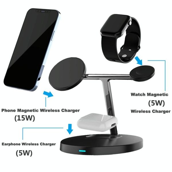 3 In 1 Magnetic Wireless Charger For Mobile Devices - Black - Image 5