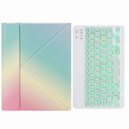 Bluetooth Keyboard Leather Case For Ipad 10.2 / 10.5 With Monochrome Backlight & Three-Fold Holder - Rainbow