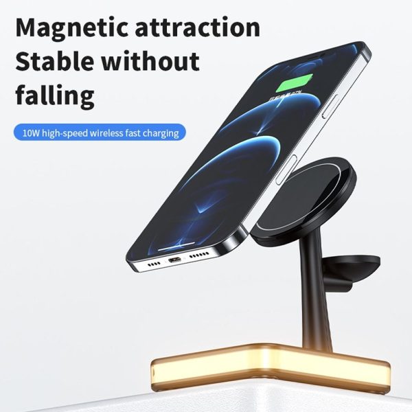 4 In 1 Magnetic Wireless Charger For Iphone / Iwatch / Airpods & More - Black - Image 3