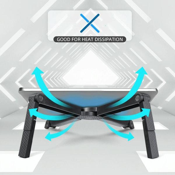 Foldable Non-slip Laptop Stand - Plastic Silicone - Black - Image 6