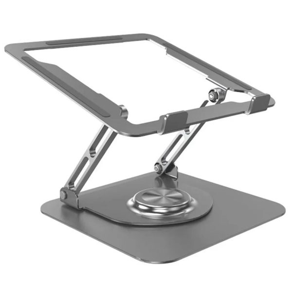 360 Degree Rotating Laptop Stand - Foldable Aluminum Bracket - Black - Image 3