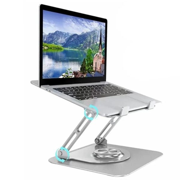 360 Degree Rotating Laptop Stand - Foldable Aluminum Bracket - Black - Image 4