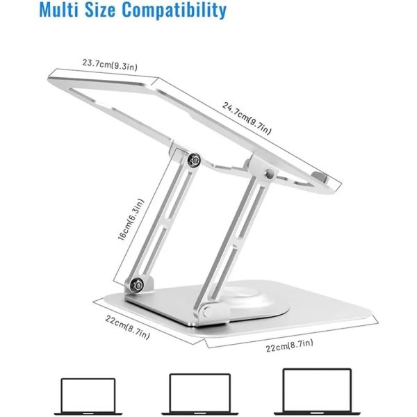 360 Degree Rotating Laptop Stand - Foldable Aluminum Bracket - Black - Image 5