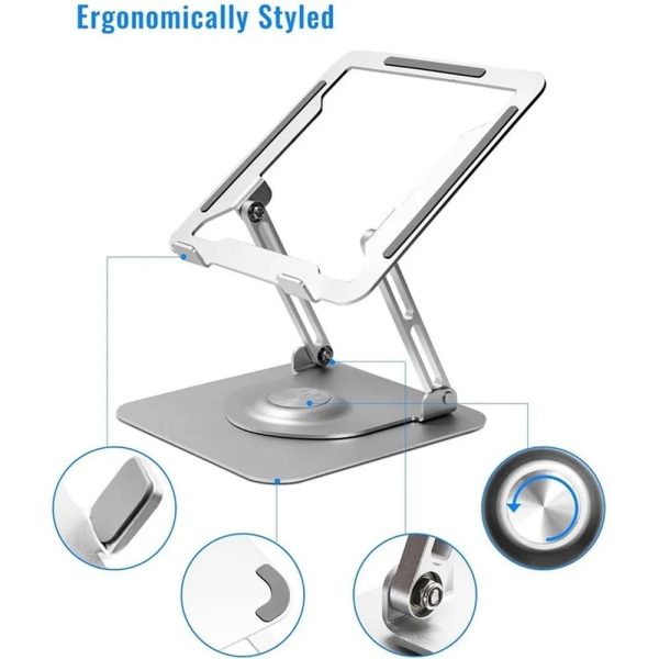 360 Degree Rotating Laptop Stand - Foldable Aluminum Bracket - Black - Image 6