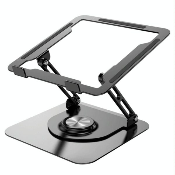 360 Degree Rotating Laptop Stand - Foldable Aluminum Bracket - Black - Image 9