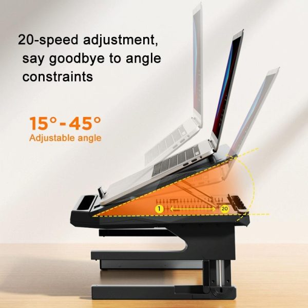 Foldable Aluminum Laptop Stand - Double Layer Heightening Bracket Black - Image 5