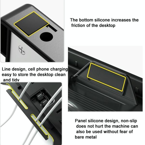 Foldable Aluminum Laptop Stand - Double Layer Heightening Bracket Black - Image 7