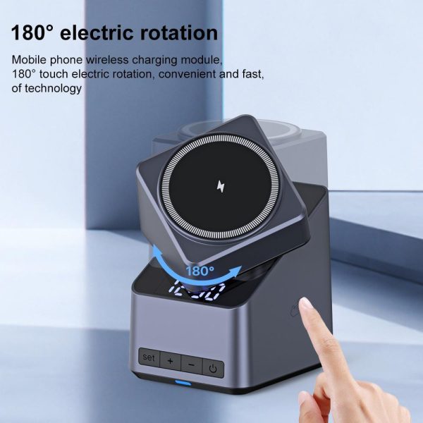 180° Rotating 4 In 1 Magnetic Wireless Charger Grey - Image 5
