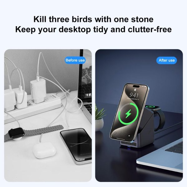 180° Rotating 4 In 1 Magnetic Wireless Charger Grey - Image 6