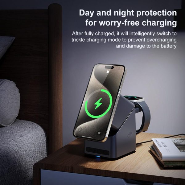 180° Rotating 4 In 1 Magnetic Wireless Charger Grey - Image 7