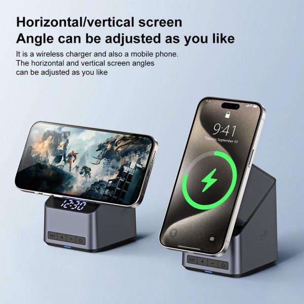 180° Rotating 4 In 1 Magnetic Wireless Charger Grey - Image 9