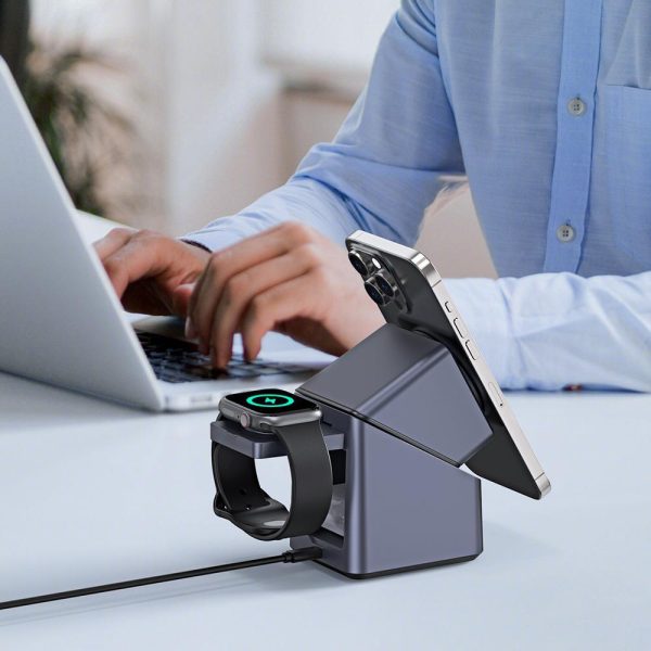 180° Rotating 4 In 1 Magnetic Wireless Charger Grey - Image 10