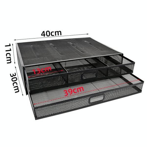 Double Iron Desktop Stand with Drawer for Height Increase and Storage - Black - Image 4