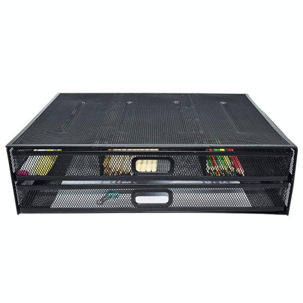 Double Iron Desktop Stand with Drawer for Height Increase and Storage - Black - Image 5