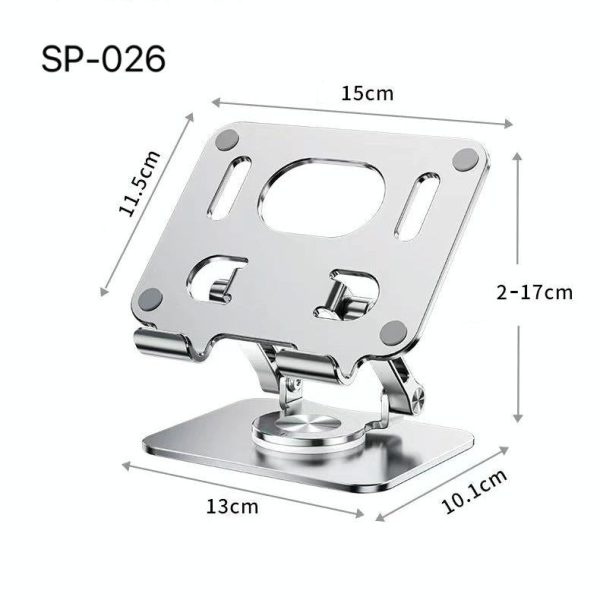 Universal Tablet Stand - 360 Degree Rotating Foldable - Silver - Image 4